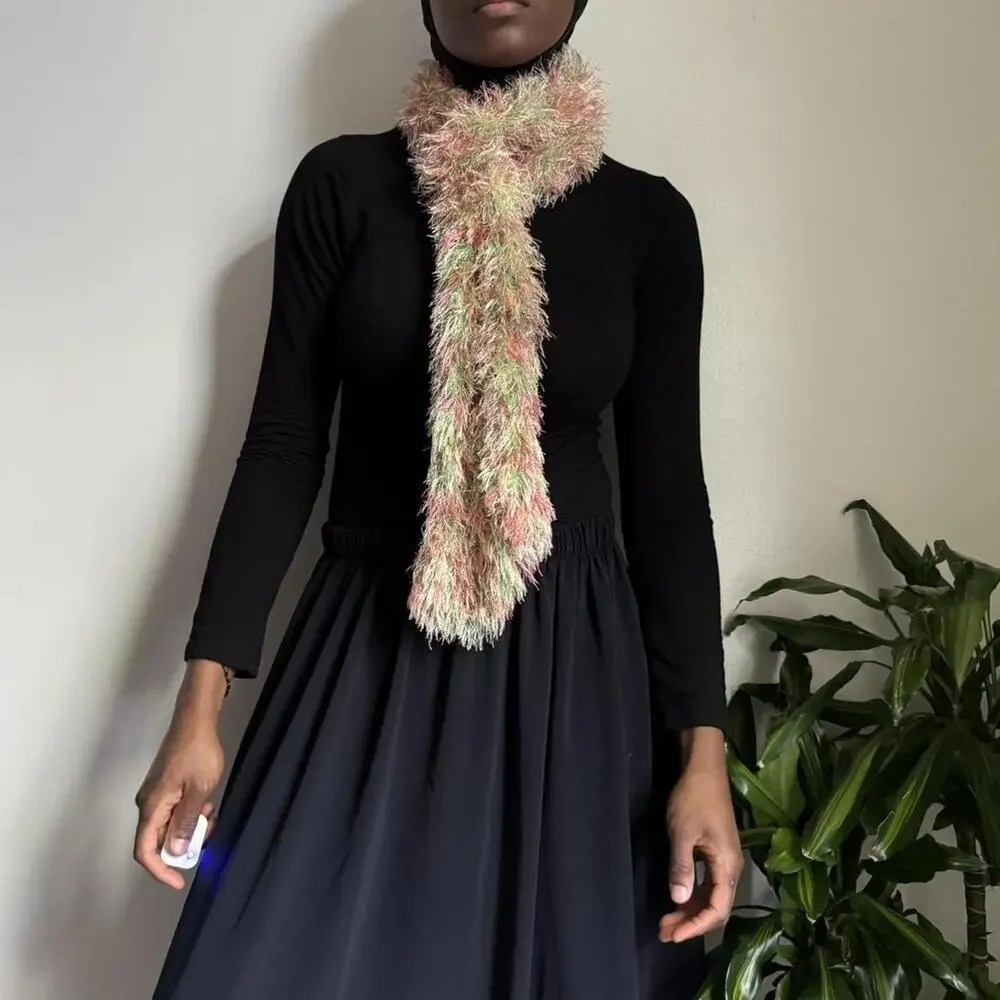 Vintage fringe fluffy multicolor‎ Scarf